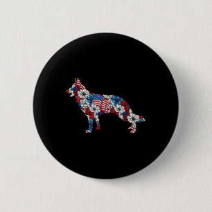 Deutsche Schäferin 4. Juli Blume Amerikanische Fla Button