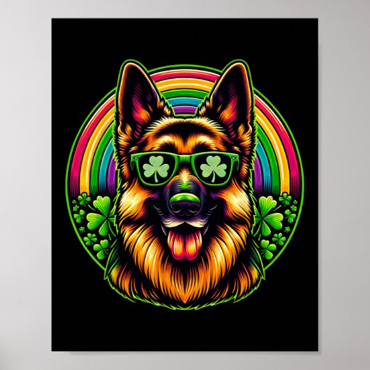 Deutsche Schäferin Dog St Patricks Day Rainbow Wom Poster (Vorne)