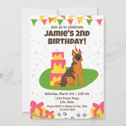 Deutsche Schäferin zum Geburtstag Einladung (Vorderseite)
