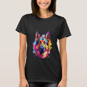 Deutsche Schäferinnen Farbenfrohe Hunde Splash Art T-Shirt