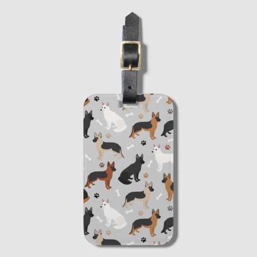 Deutsche Schäferknochen und Klauen Gepäckanhänger (Vorderseite Vertikal)