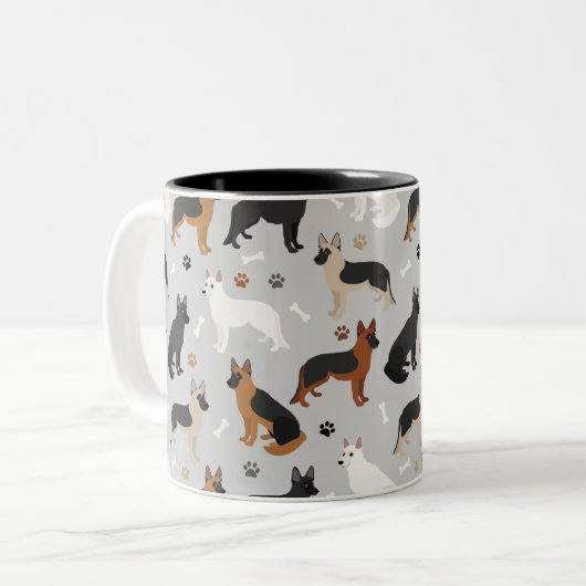 Deutsche Schäferknochen und Klauen Zweifarbige Tasse (Vorderseite Links)