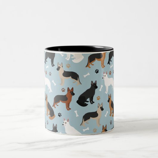 Deutsche Schäferknochen und Paws Zwei-Tone-Tasse Zweifarbige Tasse (Mittel)