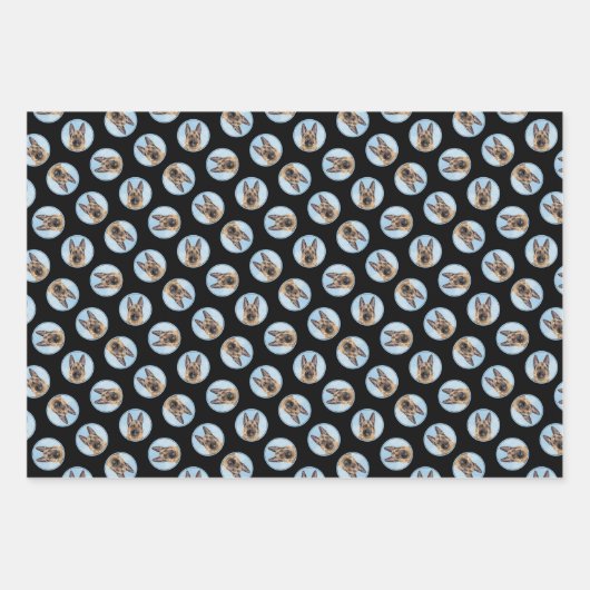 Deutsche Schäfermalerei Tan Niedliche Original Hun Geschenkpapier Set (Vorderseite 3)