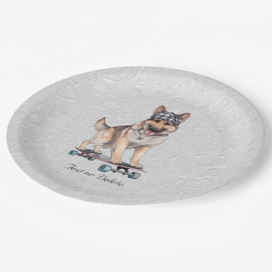 Deutsche Schäferpapierplatte Pappteller (Schrägansicht)