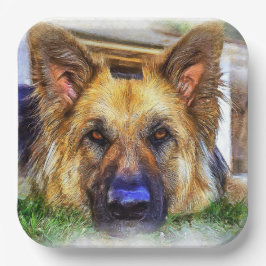 Deutsche Schäferpapierplatte Pappteller