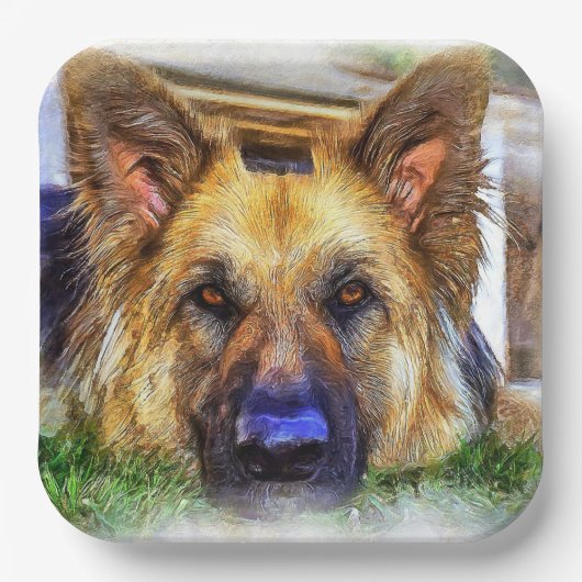 Deutsche Schäferpapierplatte Pappteller (Vorderseite)