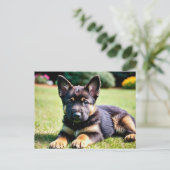 Deutsche Schäferpuppy-Postkarte Postkarte (Stehend Vorderseite)