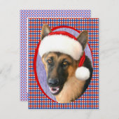 Deutsche Schäferweihnachtsfest-Weihnachtsmannmütze Einladung (Vorne/Hinten)