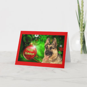 Deutsche Schäferweihnachtskarte Red Ball Green Feiertagskarte