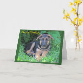 Deutsche Schäferwelpe Geburtstagskarte Karte (Gelbe Blume)
