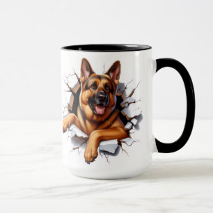 Deutsche Scheppard in einer Mauer Tasse