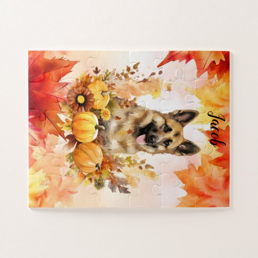 Deutsche Scheune im Herbst personalisiert Puzzle (Horizontal)