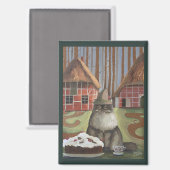 Deutsche Schwarzwaldkatze mit Kuchen Magnet (Vorderseite/Rückseite)