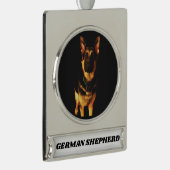 DEUTSCHE SHEPHERD DOG Banner-Ornament SILBER (Rechts)