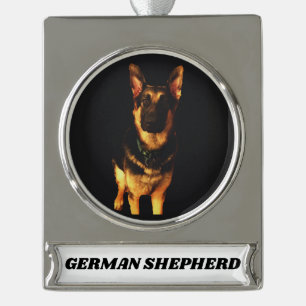 DEUTSCHE SHEPHERD DOG Banner-Ornament SILBER
