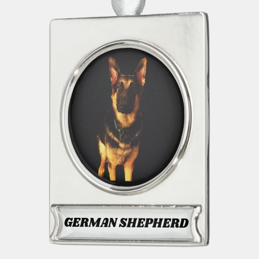 DEUTSCHE SHEPHERD DOG Banner-Ornament SILBER (Links)