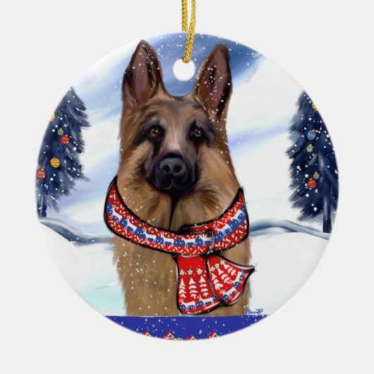 DEUTSCHE SHEPHERD KERAMIK ORNAMENT (Vorne)