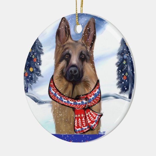 DEUTSCHE SHEPHERD KERAMIK ORNAMENT (Links)