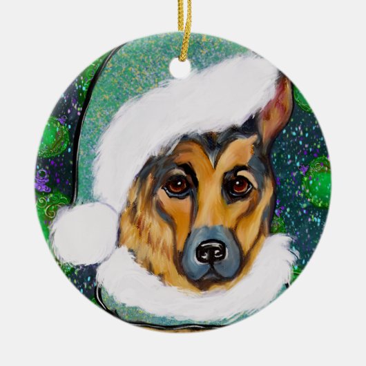 DEUTSCHE SHEPHERD KERAMIK ORNAMENT (Vorne)
