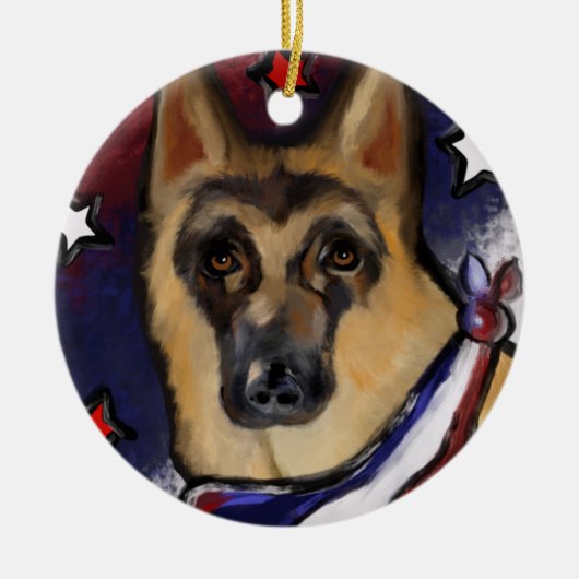 DEUTSCHE SHEPHERD KERAMIK ORNAMENT (Vorne)