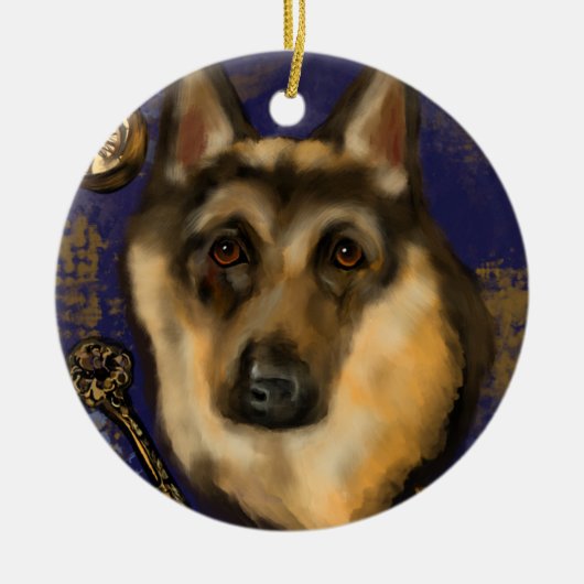DEUTSCHE SHEPHERD KERAMIK ORNAMENT (Vorne)