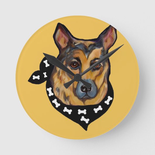 DEUTSCHE SHEPHERD RUNDE WANDUHR (Vorderseite)