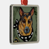 DEUTSCHE SHEPHERD SILBERNES ORNAMENT (Rechts)
