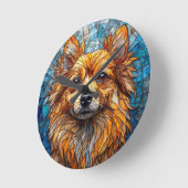Deutsche Spitz Dog Hartglas Artwork Runde Wanduhr (Winkel)