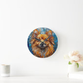 Deutsche Spitz Dog Hartglas Artwork Runde Wanduhr (Zuhause)