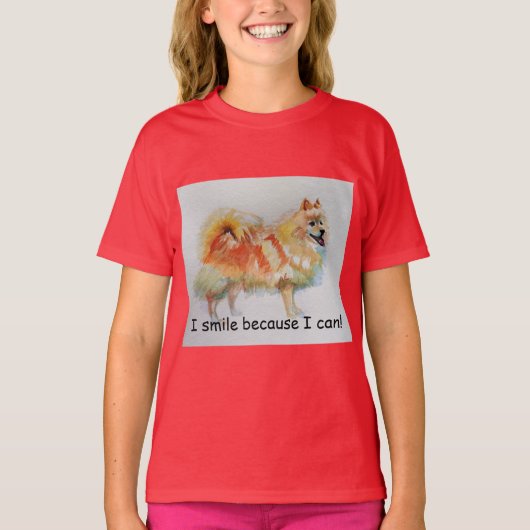Deutsche Spitz Hund "Ich lächle, weil ich kann" Ka T-Shirt (Vorderseite)