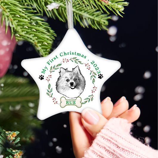 Deutsche Spitz Hund Personalisiert Zeichnend Hand Keramik Ornament