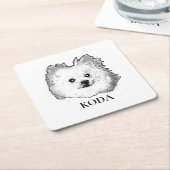 Deutsche Spitz Hund personalisiert Zeichnend Hand Rechteckiger Pappuntersetzer (angewinkelt)