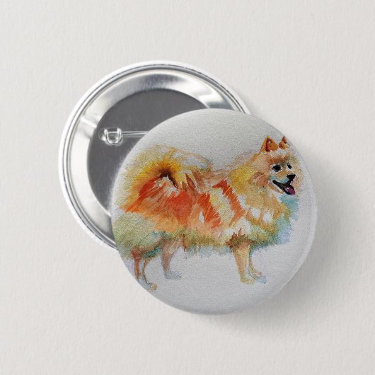 Deutsche Spitz Spitz Wasserfarbenwelse Hunde Button (Vorne & Hinten)