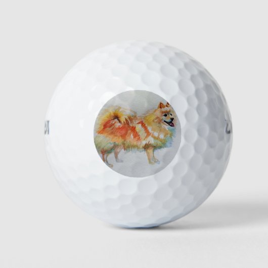 Deutsche Spitz Spitz Wasserfarbenwelse Hunde Golfball (Vorderseite)