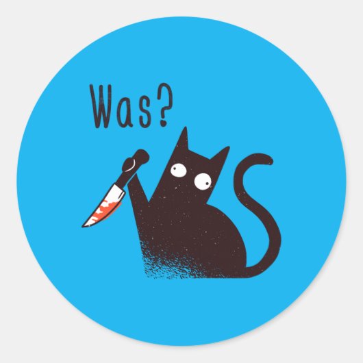 Deutsche Sprache Crazy Funny Katze Mit Einem Messe Runder Aufkleber (Vorderseite)