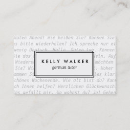 Deutsche Sprachtypographie-Visitenkarte Visitenkarte