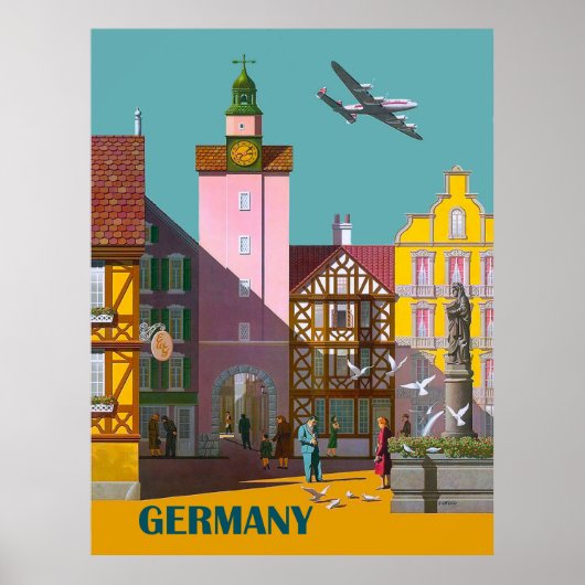 Deutsche Stadt, Vintages Flugplakat Poster (Vorne)