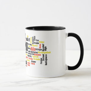 Deutsche Stadt-Wort-Wolke Tasse