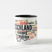 Deutsche Stadt-Wort-Wolke Tasse (Zentrum)
