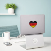 Deutsche Stolz Schwarz-Gold-Herz-Flag Farben Aufkleber (Laptop auf Schreibtisch)