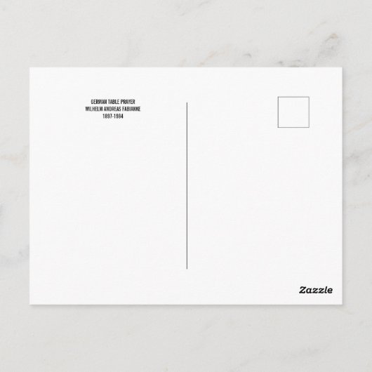 DEUTSCHE TABELLE PRAYER POSTKARTE (Rückseite)