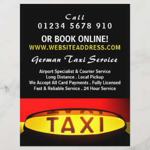 Deutsche Taxi-Flagge mit Preisliste Flyer