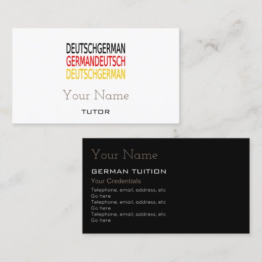 Deutsche Tutor-Visitenkarten Visitenkarte (Vorne/Hinten)