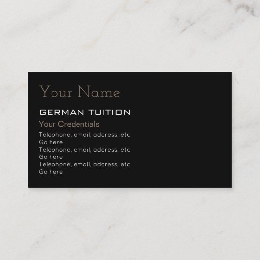 Deutsche Tutor-Visitenkarten Visitenkarte (Rückseite)