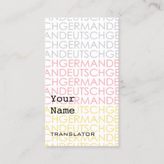 Deutsche Übersetzer-oder Interpret-Visitenkarten Visitenkarte (Vorderseite)