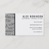 Deutsche Übersetzer-Visitenkarte in Schwarz und Gr Visitenkarte (Rückseite)