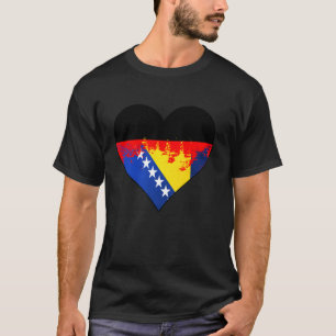 Deutsche und bosnische Herzens-Erbe-Flagge T-Shirt