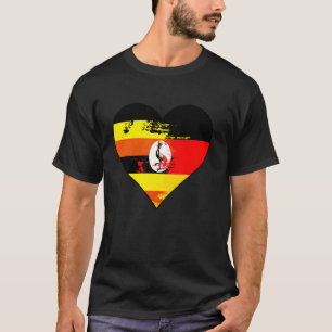 Deutsche und ugandische Herz-Erbe-Flagge T-Shirt