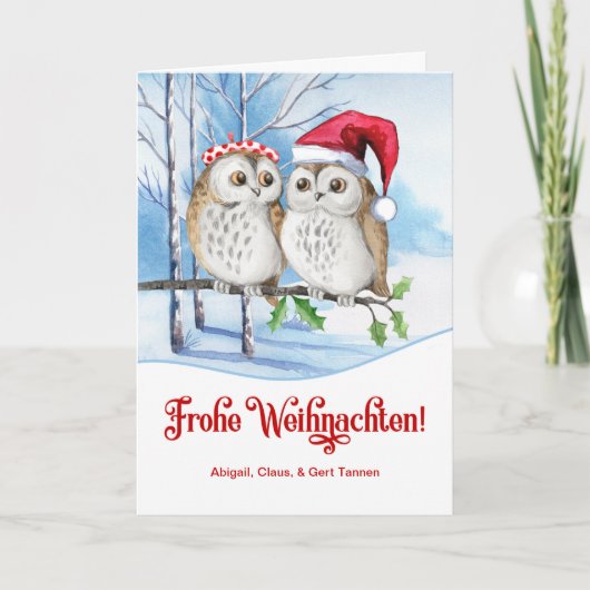 DEUTSCHE Weihnachten Frohe Weihnachten Winter Owls (Vorderseite)